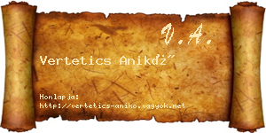Vertetics Anikó névjegykártya